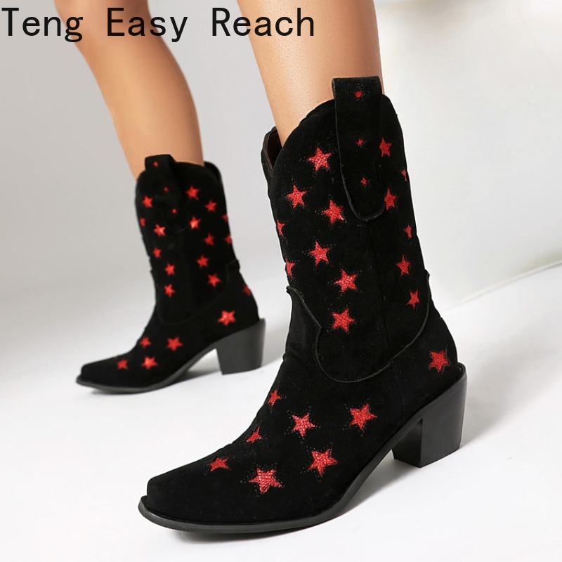 Women'S Shoes Easy Street - 2026秋冬新作おしゃれハイヒールラウンドトゥショートブーツ五芒星ハードソールレディースシューズ