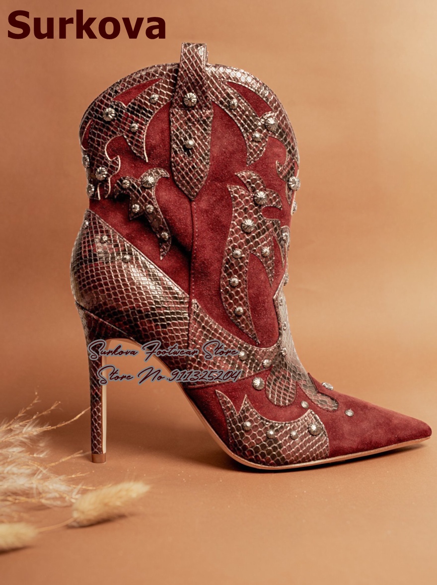 Western Cowgirl Boot - Surkova ヴィンテージ ウエスタン カウガール アンクルブーツ スネークスキン