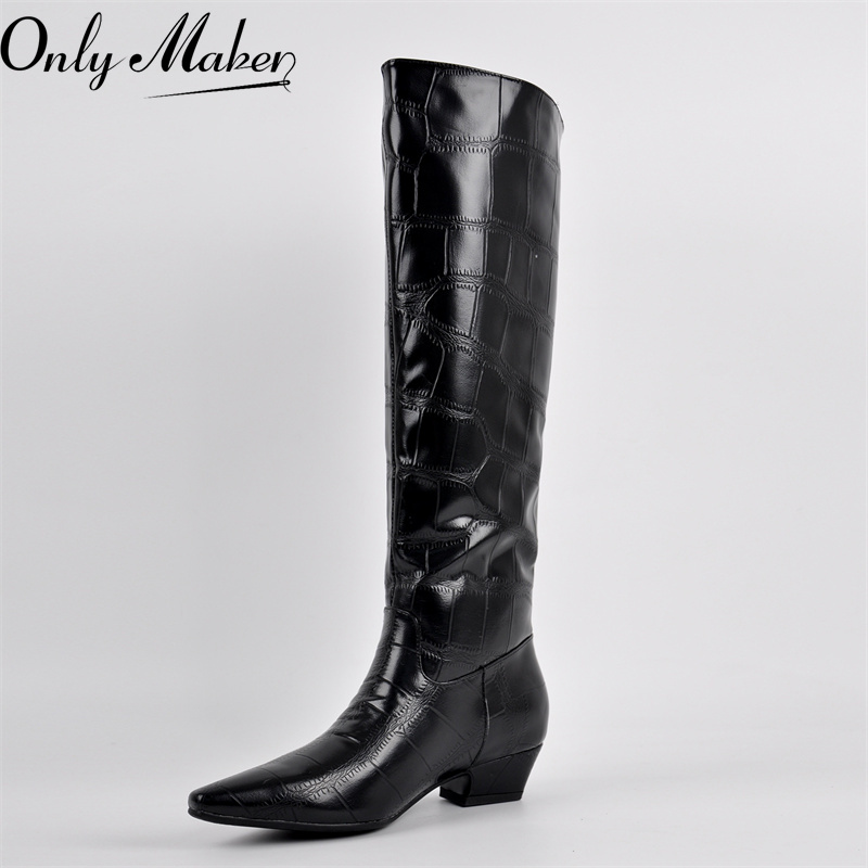 Western Cowgirl Boot - Onlymaker レディース ブラック ポインテッドトゥ フェイクレザー レトロ