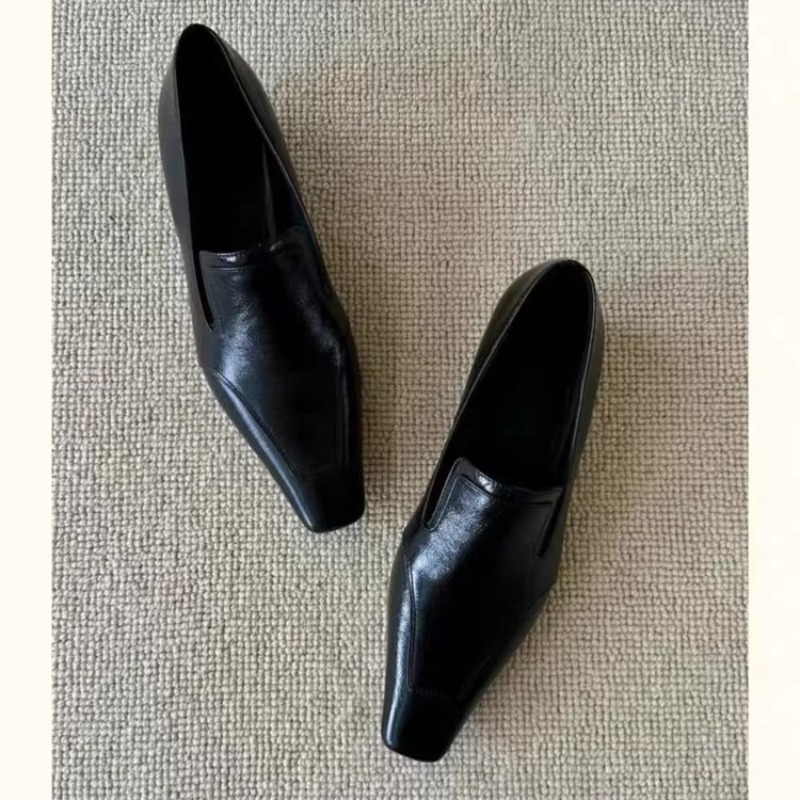 Women Shoes Size - レトロスクエアトゥディープマウススリッポンローヒールレディースシューズ夏新作ソフトソールシングルシューズ