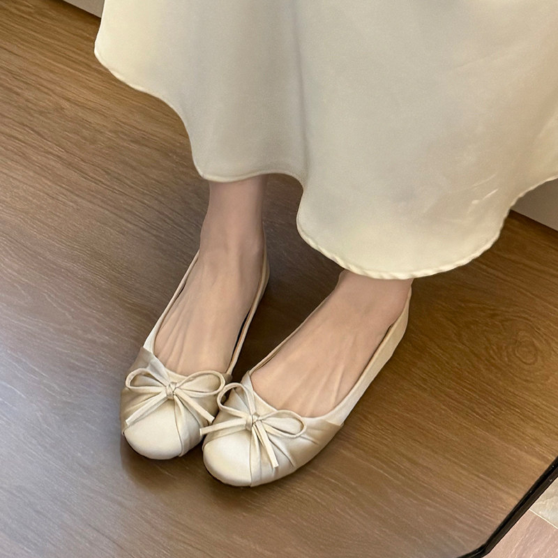 Women Shoes Size - 2026年新作 蝶結び サテン シャロー シングルシューズ レディース