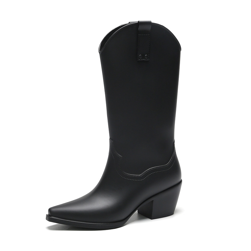 Women'S Shoes For Neuropathy - 女性用ロングレインブーツ,ハイヒール,ソフトラバー,防水ラバーシューズ,ブラックナイト,ファッショナブル