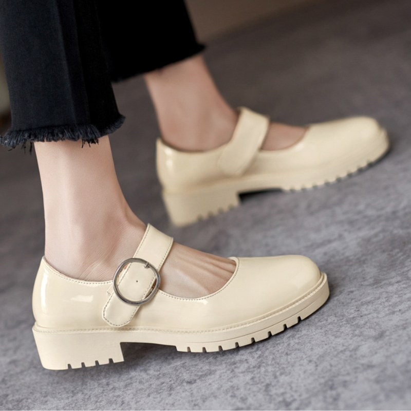 Women'S Shoes Easy Street - カジュアルレディースローヒールローファーシューズ大きいサイズ52ストラップメリージェーンシューズエレガントブラックベージュオフィスウォーキングシューズ女の子用