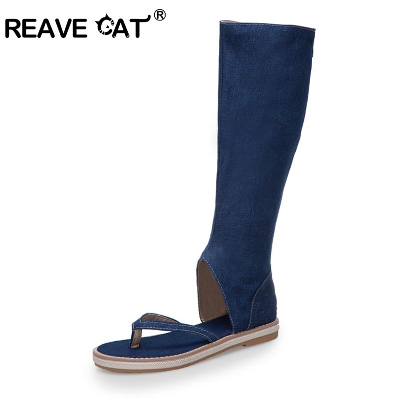 Women'S Shoes Kitten Heels - Reave-女性用キャットクリップサンダル,フラットブルージーンズシューズ,グラディエーターブーツ,サイズ43