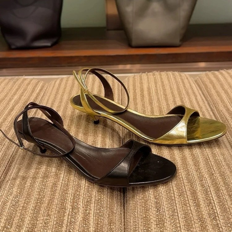 Women'S Shoes Kitten Heels - ファッションセクシーな女性の本革サンダル子猫ハイヒール夏のパーティー結婚式の靴女性プロムパンプス