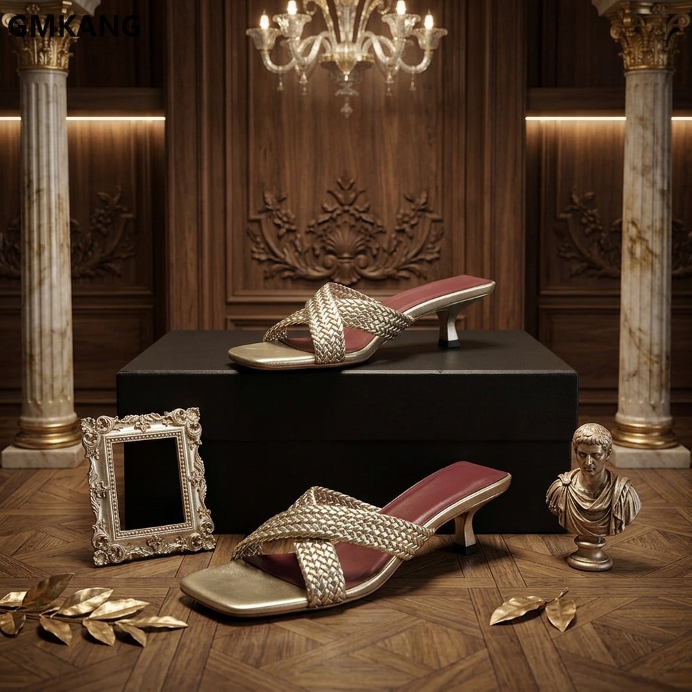 Women'S Shoes Kitten Heels - ポインテッドトゥキトゥンヒールスリッパ女性用クロスレースアップフレンチニットアッパー快適なローヒールシューズオフィスパーティーデート用