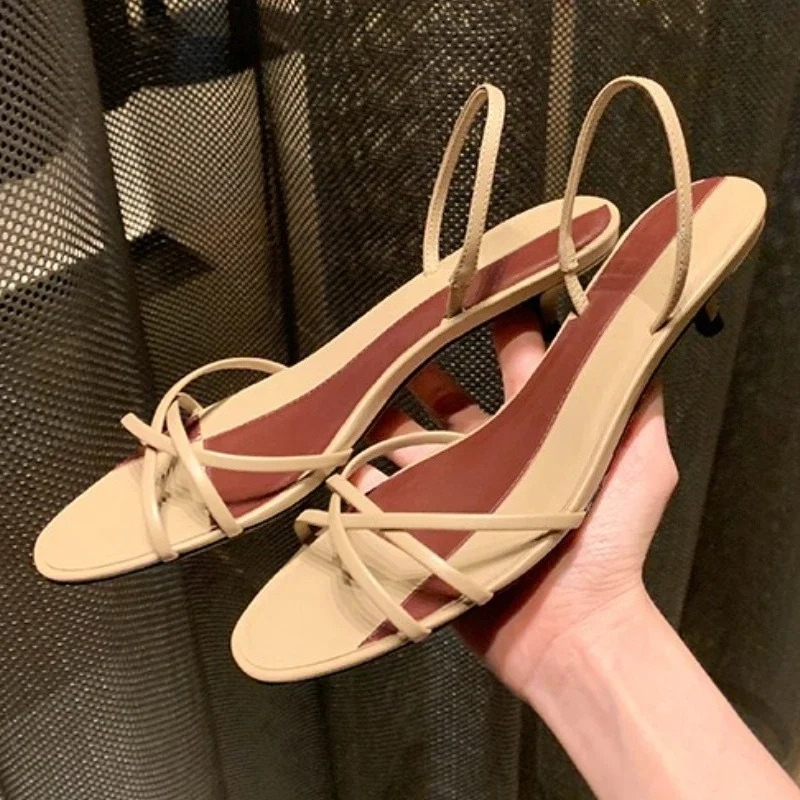 レディース クロスストラップ キトゥンヒール ソフトレザー  - Women'S Shoes Kitten Heels のレビューと価格