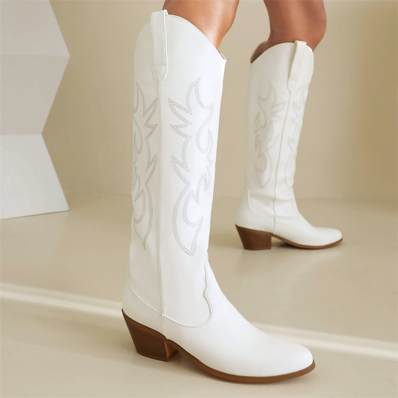 女性用ニーハイレザーブーツ,ウェッジヒール,女性用刺embr - Western Cowgirl Boot のレビューと価格