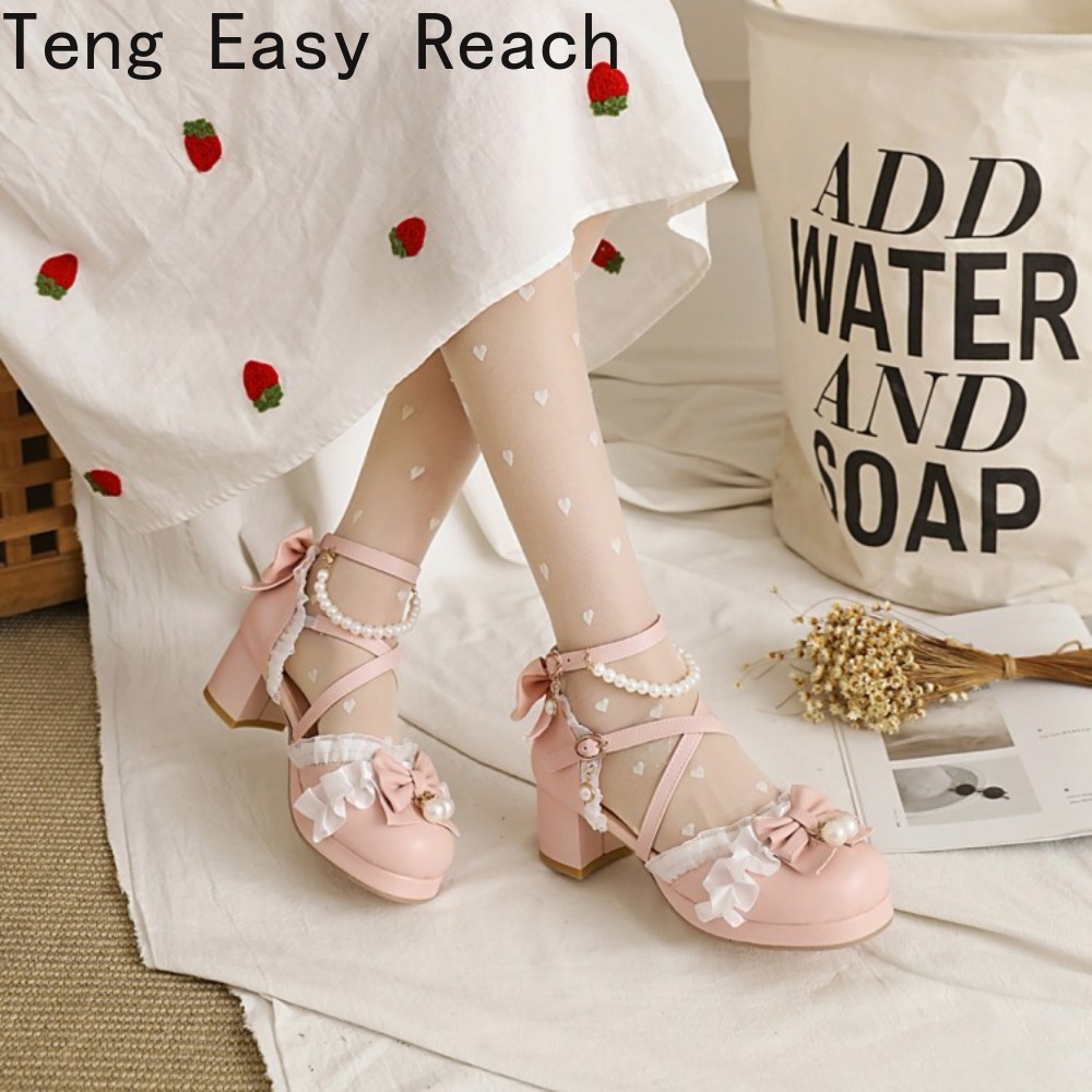 女性の白いパンプス サンダル ピンクの蝶結びパール クロス  - Women'S Shoes Easy Street のレビューと価格