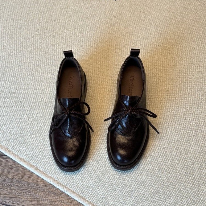 フランスのヴィンテージ風シンプルレースアップローファー、春の - Women'S Shoes Kitten Heels のレビューと価格