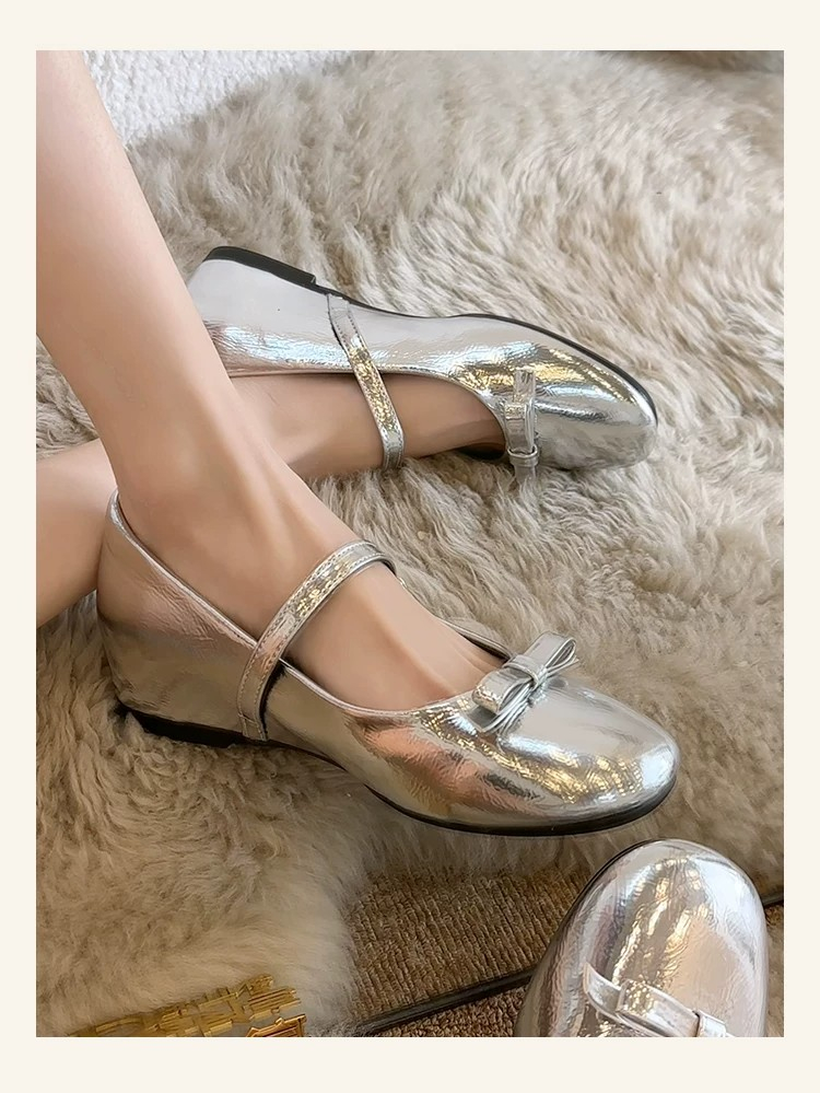 フランス風のボウ付きスクエアトゥフラットバレエシューズ（女性 - Mary Jane Shoes のレビューと価格