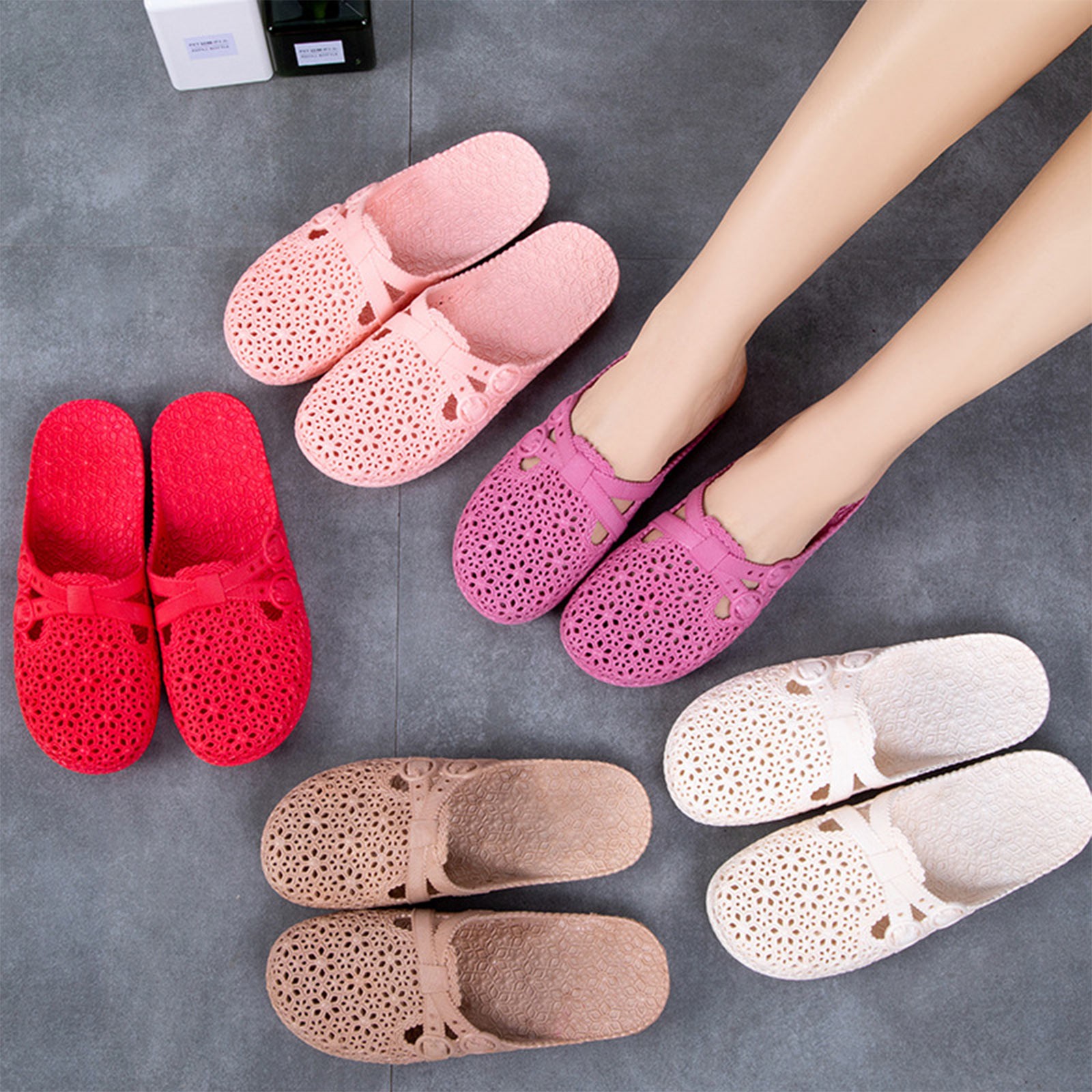 ラップトゥ通気性スリッパ夏の屋外穴あき靴ホームファッションカ - Women Shoes Model のレビューと価格