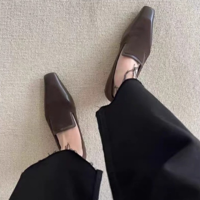 レトロスクエアトゥディープマウススリッポンローヒールレディー - Women Shoes Size のレビューと価格