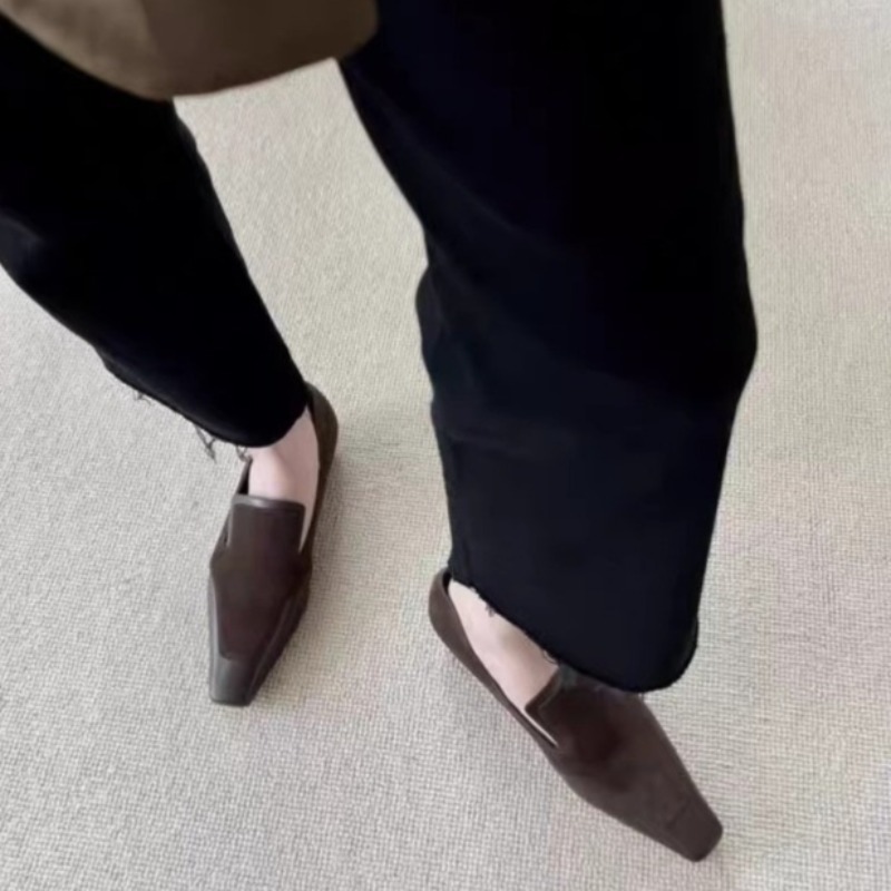 レトロスクエアトゥディープマウススリッポンローヒールレディー - Women Shoes Size のレビューと価格