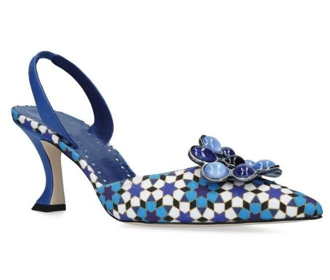 女性用幾何学模様モザイクプリントスリングバックサンダル、ポイ - Women'S Shoes Kitten Heels のレビューと価格