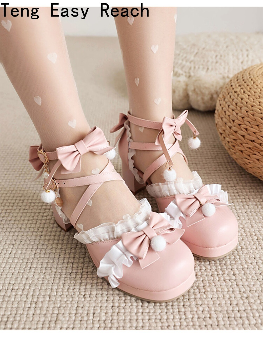 女性の白いメリージェーンサンダルピンクパープルちょう結びレー - Women'S Shoes Easy Street のレビューと価格