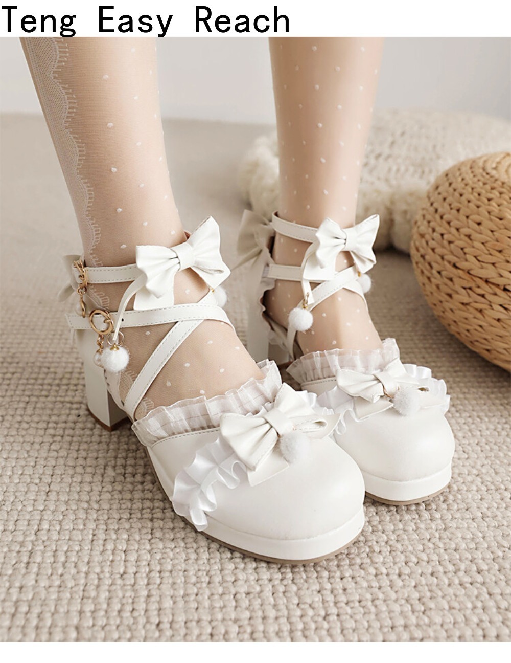 女性の白いメリージェーンサンダルピンクパープルちょう結びレー - Women'S Shoes Easy Street のレビューと価格