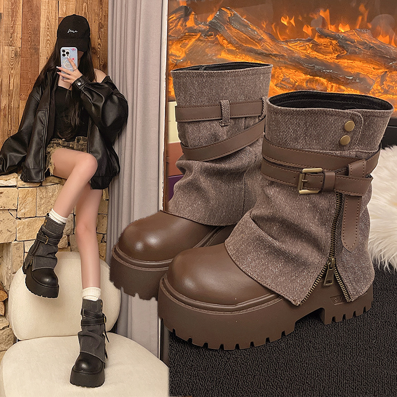 女性のためのアンクルブーツカウボーイフラットプラットフォーム - Women Shoes Size Chart のレビューと価格