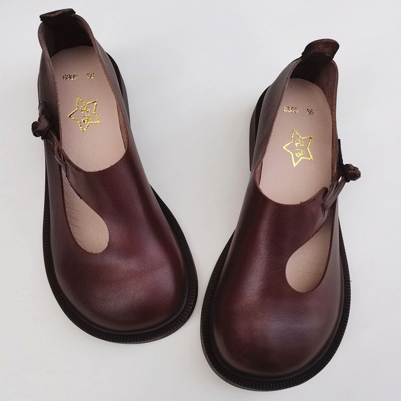 Careaymade-女性のためのレトロな革の靴,丸い頭の女 - Women Shoes Size のレビューと価格