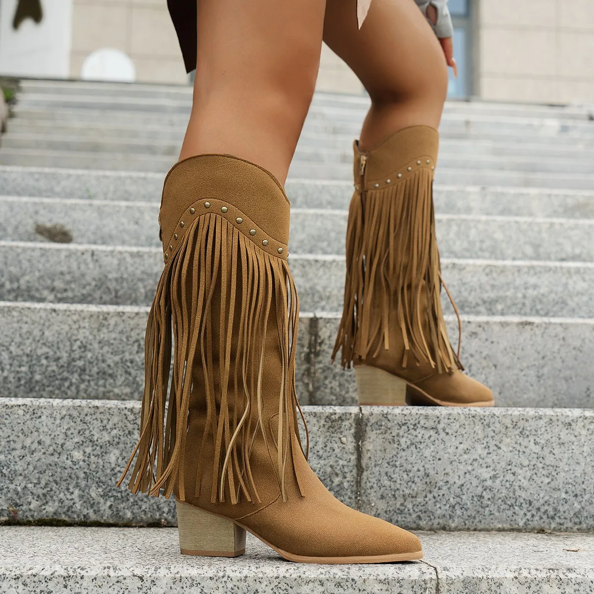 プラスサイズ 43 レディース タッセル付き ウエスタン ニ - Western Cowgirl Boot のレビューと価格