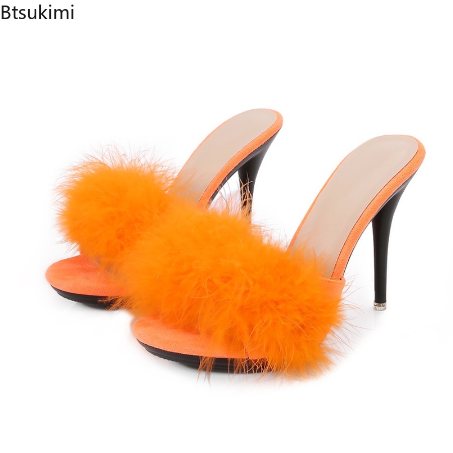 レディース毛皮装飾ハイヒールスリッパ夏用マルチカラー簡単スリ - Women'S Shoes Easy Street のレビューと価格