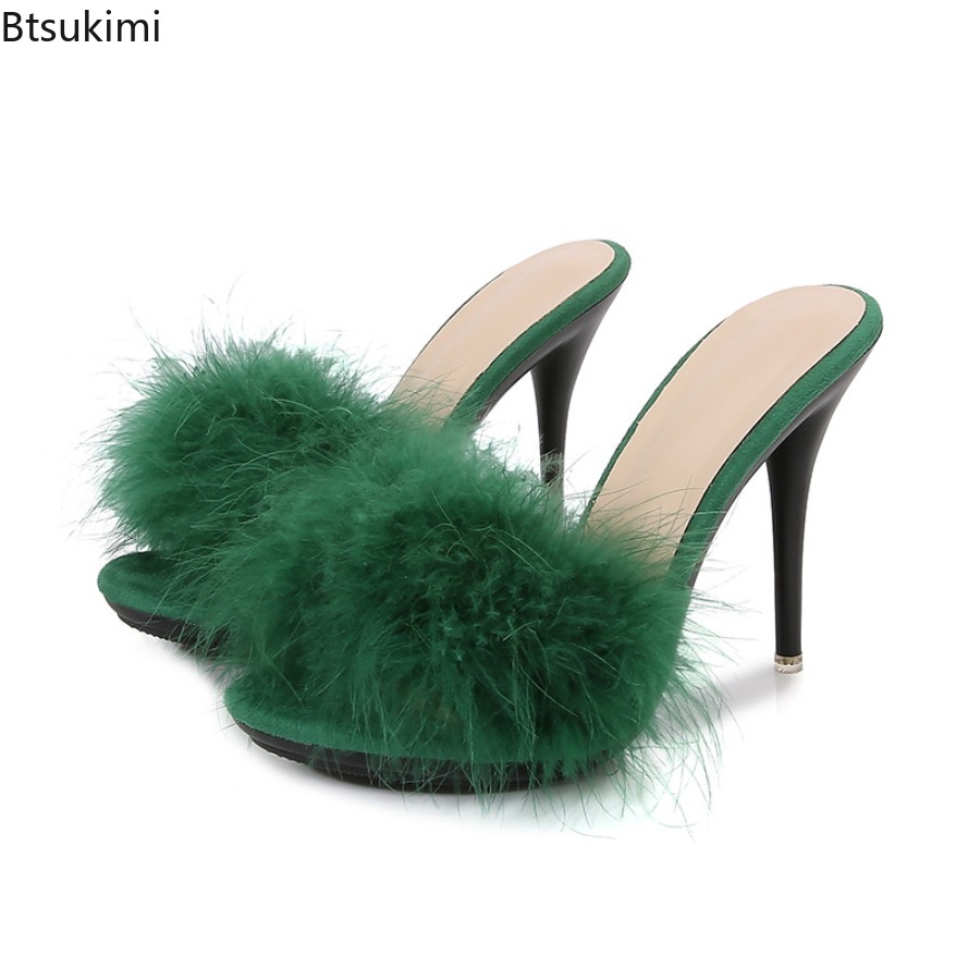 レディース毛皮装飾ハイヒールスリッパ夏用マルチカラー簡単スリ - Women'S Shoes Easy Street のレビューと価格