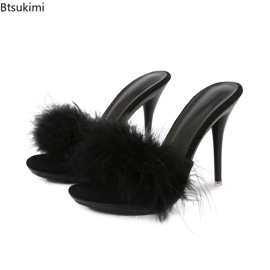 レディース毛皮装飾ハイヒールスリッパ夏用マルチカラー簡単スリ - Women'S Shoes Easy Street のレビューと価格