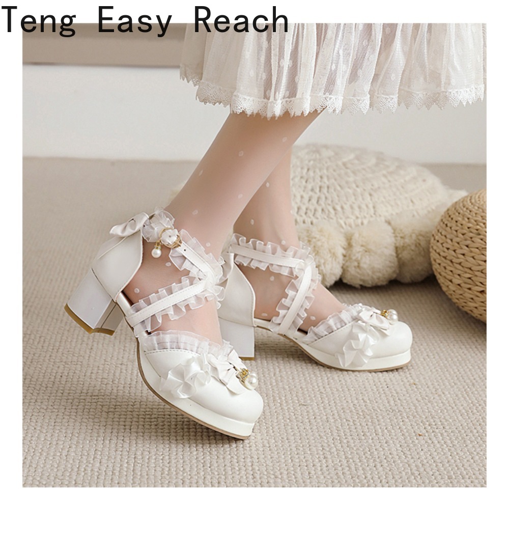 甘い女性のローヒールメリージェーンロリータサンダル高級レース - Women'S Shoes Easy Street のレビューと価格