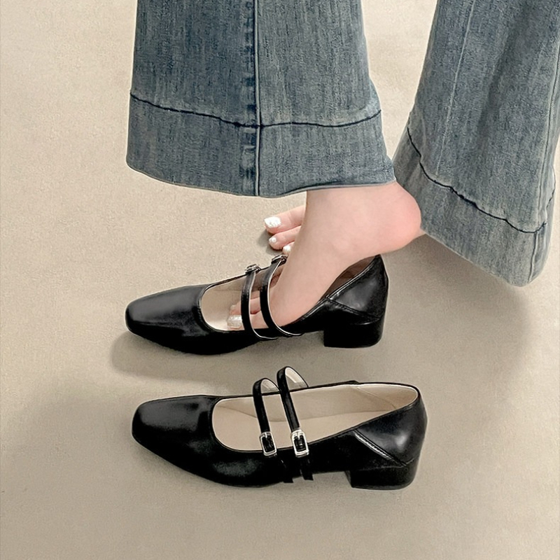 スクエアトゥローヒール女性銀色メリージェーンシューズファッシ - Women Shoes Size のレビューと価格