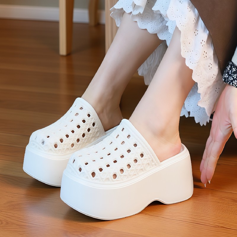チャンキー厚底7cmプラットフォームスリッパ レディース 中 - Women Shoes Size Chart のレビューと価格