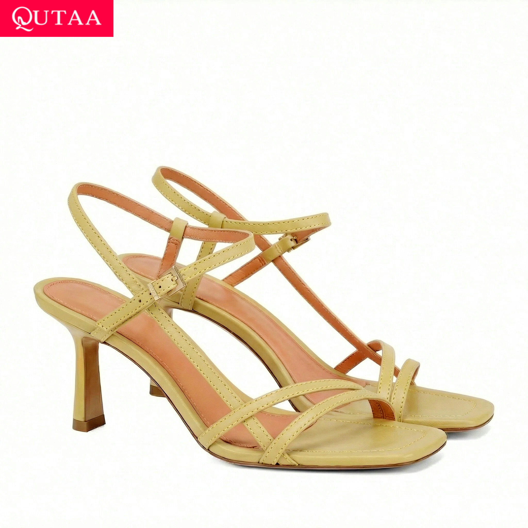 QUTAA ファッションハイヒールの女性の夏のサンダルパンプ - Women'S Shoes Kitten Heels のレビューと価格